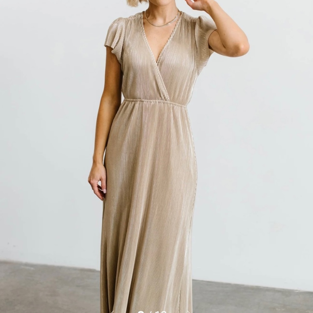 Athena Pleated Maxi Dress Baltic Born in Gold